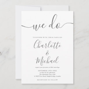 Invitación Nosotros hacemos la escritura de la boda gris y bl