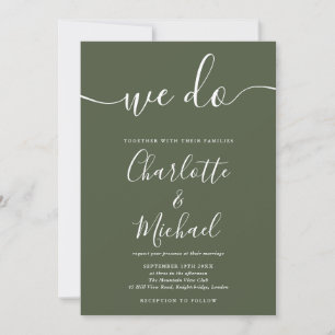 Invitación Nosotros hacemos Olive Green Signature Script Boda