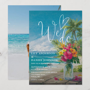 Invitación Nosotros Hacemos Tropical Playa Floral Foto Boda