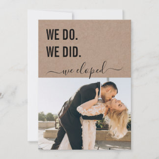 Invitación Nosotros Hicimos Nos Fugamos Estilo Kraft Elegante