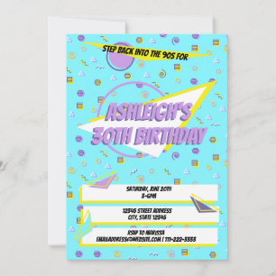 Invitación Nostálgica fiesta de cumpleaños del patrón 90