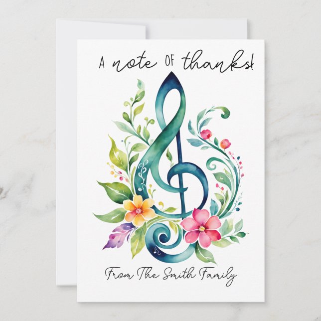 Invitación nota de agradecimiento al profesor de música regal (Anverso)