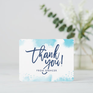 Invitación NOTA DE AGRADECIMIENTO con acuarela azul acua y le