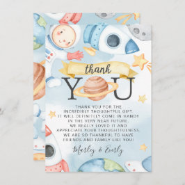 Invitación Nota de agradecimiento de Baby Shower de Space Boy