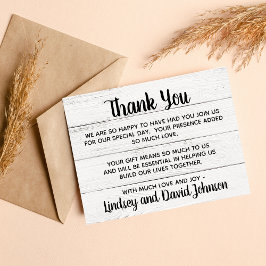 Invitación Nota de agradecimiento rústica de amor country