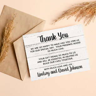 Invitación Nota de agradecimiento rústica de amor country