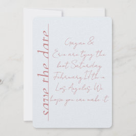 Invitación Nota de amor azul turbio y rosa Guardar la fecha