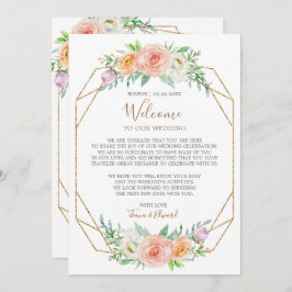 Invitación Nota de bienvenida de boda de flor de acuarela geo