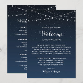 Invitación Nota de Bienvenida de Boda Estrellas Azules de la 