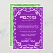 Nota de bienvenida de Papel Picado Colorido Boda M