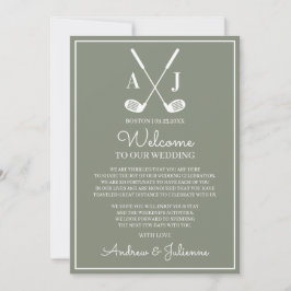 Invitación Nota de Bienvenida para Boda de Golf en Verde Salv