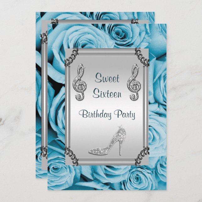 Invitación Nota de la música del diamante, estilete y dulce (Anverso / Reverso)