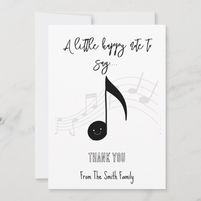 Invitación nota feliz regalo de profesor de música CARD HOLDE (Anverso)