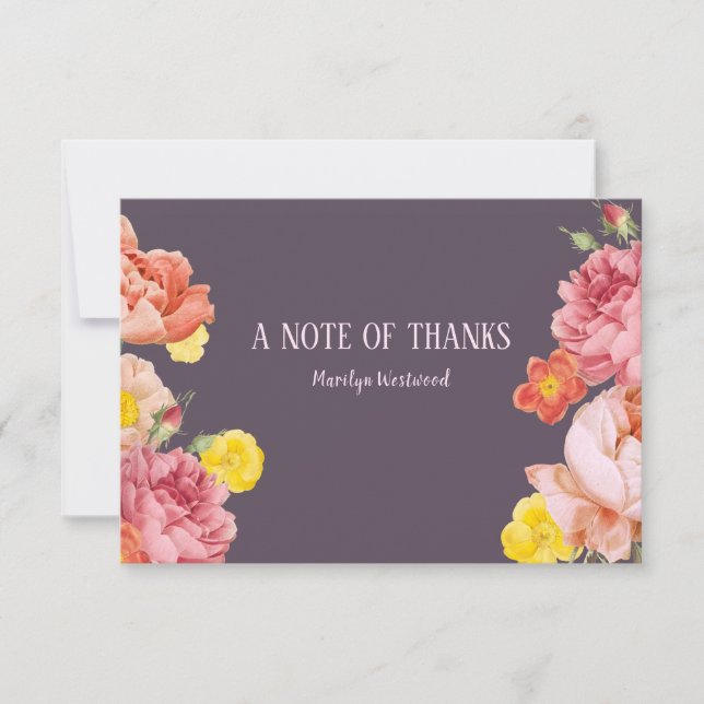 Invitación Nota floral de agradecimiento de primavera (Anverso)