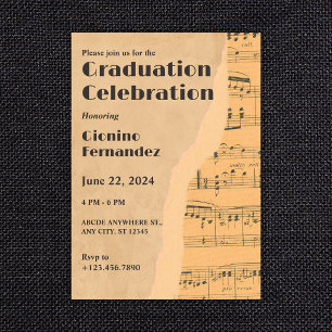 Invitación Nota musical de graduación vintage