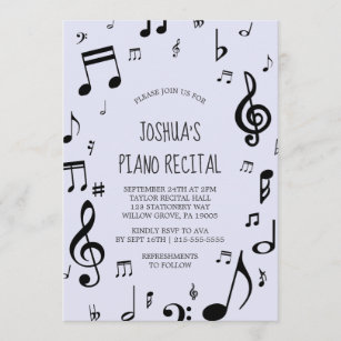 Invitación Nota musical negra Recital de piano