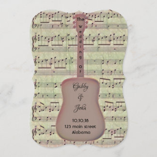 Invitación Nota musical y guitarra