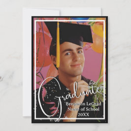 Invitación Nota personalizada de foto de graduación en blanco