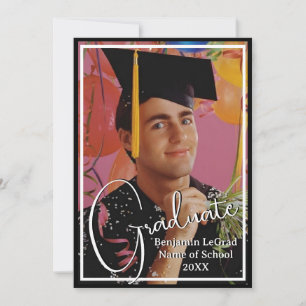Invitación Nota personalizada de foto de graduación en blanco