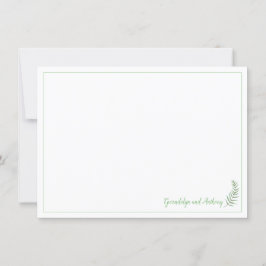 Invitación Nota plana personalizada de helecho verde y blanco