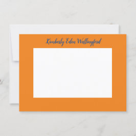 Invitación Nota plana personalizada naranja y azul clásico