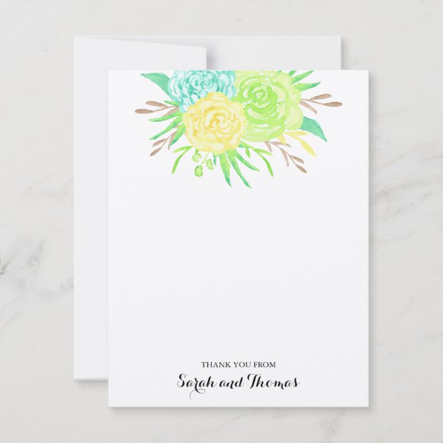 Invitación Notas de agradecimiento de flores al agua de veran (Anverso)