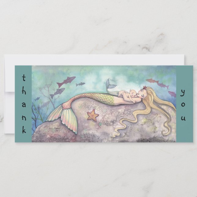 Invitación Notas de agradecimiento de Mermaid Baby Shower (Anverso)