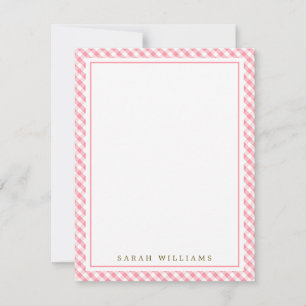 Invitación Notas de agradecimiento de Pink Gingham Flat
