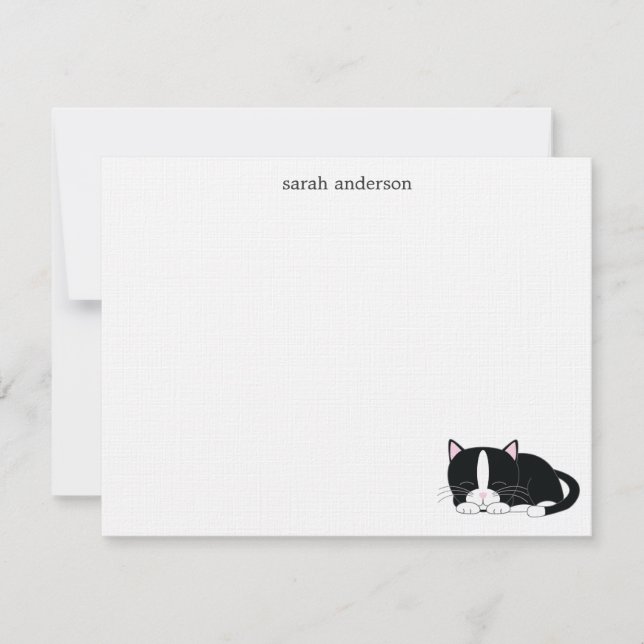 Invitación Notas de agradecimiento de Sleepy Cat Flat (Anverso)