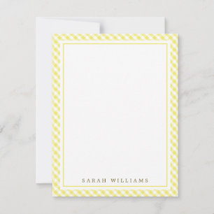 Invitación Notas de agradecimiento de Yellow Gingham Flat