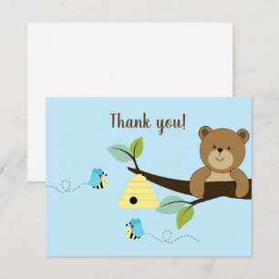 Invitación Notas de agradecimiento Oso de Miel Azul Abejorro