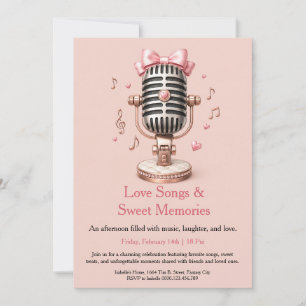 Invitación Notas de amor y fiesta de San Valentín con karaoke