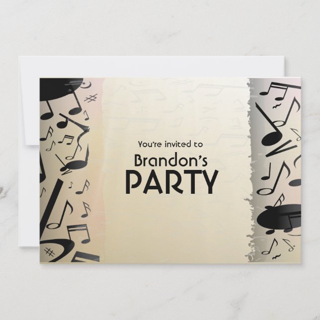 Invitación Notas de bronce y negras de la música (Anverso)