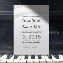 Notas de la música simples y elegantes Invitacione