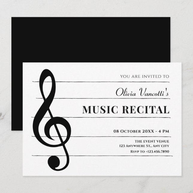 Invitación Notas de música clásica (Anverso / Reverso)