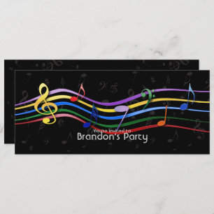 Invitación Notas de música en color arcoiris
