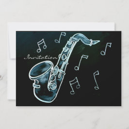Invitación Notas De Saxofón Y Música