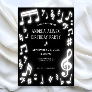 Invitación Notas musicales brillan cumpleaños