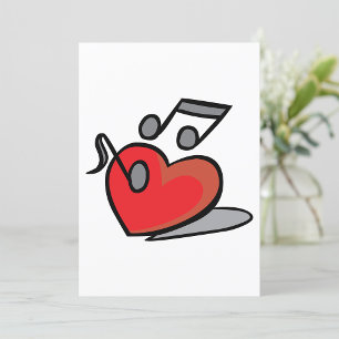 Invitación Notas musicales cantando con corazón rojo