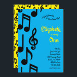 Invitación Notas musicales Cute Kids 1er cumpleaños Fiesta<br><div class="desc">¡Celebra tu primer cumpleaños con una adorable invitación con notas musicales! Un tema musical es para un fiesta de 1 cumpleaños divertido y festivo.</div>