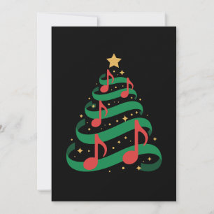 Invitación Notas musicales de árbol de Navidad Estrella Melod