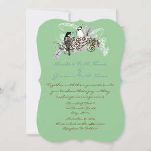 Invitación Notas Musicales de Aves de Amor Bosque Pájaro Carp