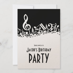 Invitación Notas musicales de White Jumled personalizadas sob