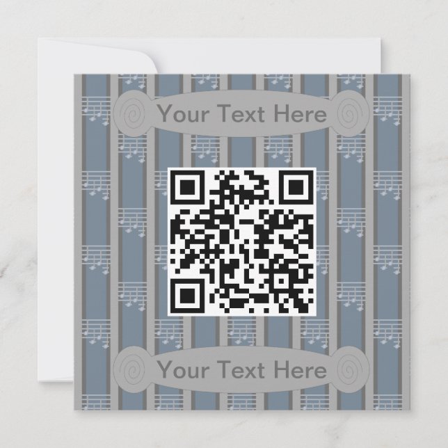 Invitación Notas musicales divertidas y elegantes Código QR (Anverso)