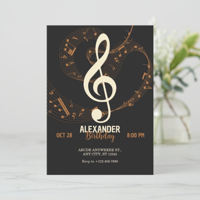 Invitación notas musicales sinfonía  (Anverso de pie)