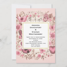 Notas musicales y flores Boda de estilo vintage