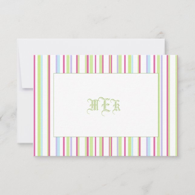 Invitación Notecard personalizado a rayas (Anverso)