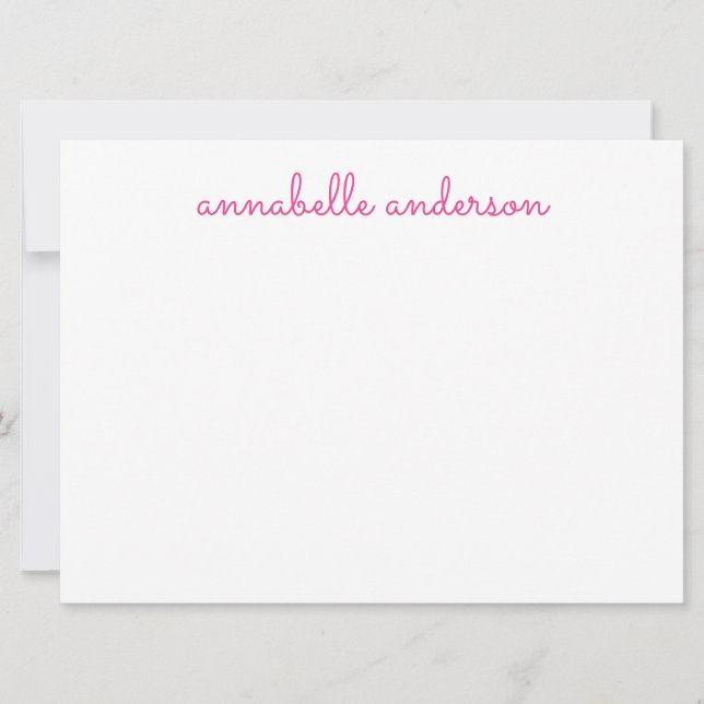Invitación Notecard personalizado rosado simple con guión cor (Anverso)