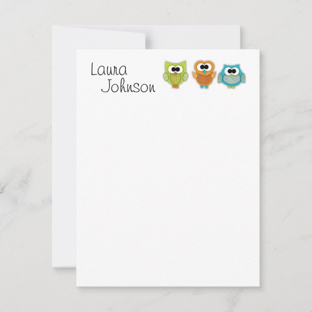 Invitación Notecard plano de búho (Anverso)