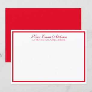 Invitación Notecard plano personalizado rojo y blanco
